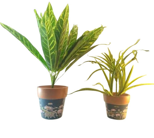 Hand Painted Terracotta Pot Set Of 2 - Capacity: 8 Kg