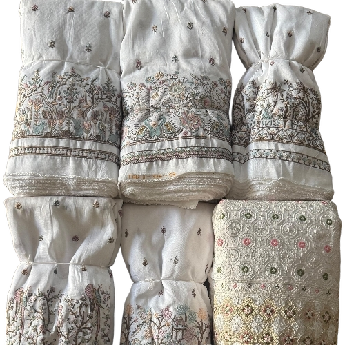 Chikankari Embroidered Cotton Fabric