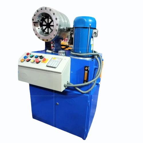 Hydraulic Hose Crimping Machine - Blue, Manual Power, Heavy Duty | Semi-automatic Control, Painted Surface, 440v, 1 Year Warranty