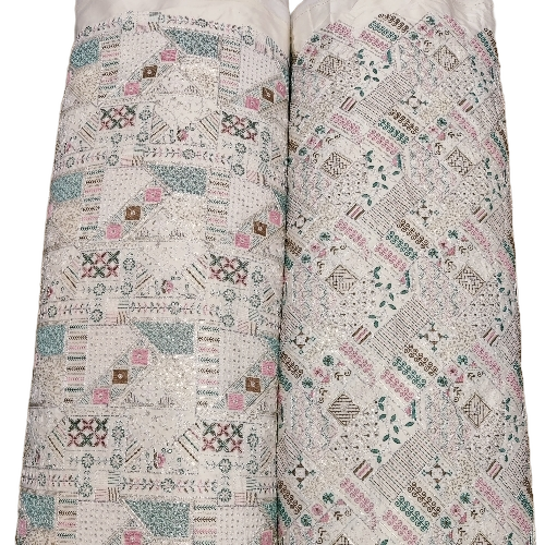 Lucknowi Chikan Fabric - Lightweight Soft Fabric, Embroidered Chikankari, Breathable, Tear-Resistant