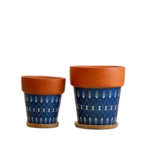 Multicolor Designer Terracotta Pot Set Of 2 - Capacity: 6 Kg