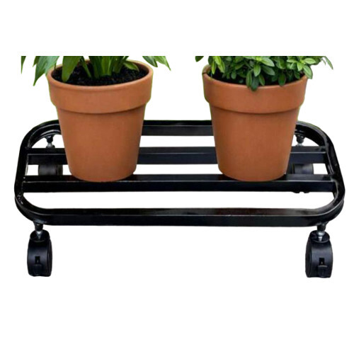 Rectangle Plant Stand With Moving Wheels - Color: Black