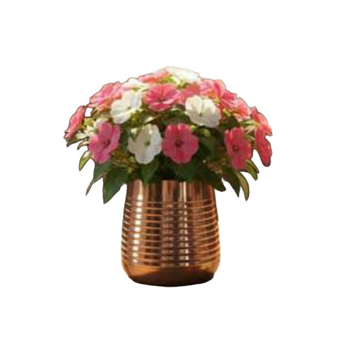 Round Metal Table Pot In Plating - Assembly: No Assembly Required