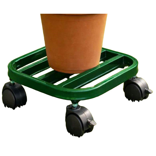 Square Plant Stand With Moving Wheels - Color: Green