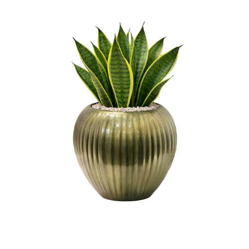 Antique Metal Flower Vase Pot - Bottom Diameter: 24  Centimeter (Cm)