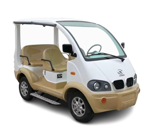 Electric Golf Carts - Metal, White & Brown, Electric Power | 4-seater, Semi-automatic, Left Steering