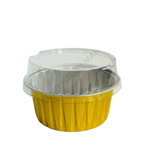 Golden Foil Round Container - Aluminum Foil, 125 ml, Golden | Disposable, Durable, Fine Finished