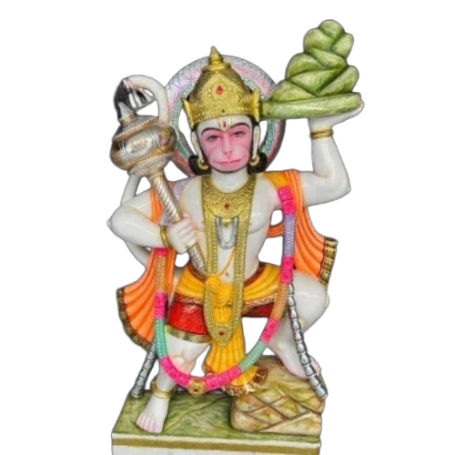 Marble Hanuman Statue - Marble, Standard Size, Multiple Colors | Fine Finished, Durable, Polished Free Stand Temple Theme