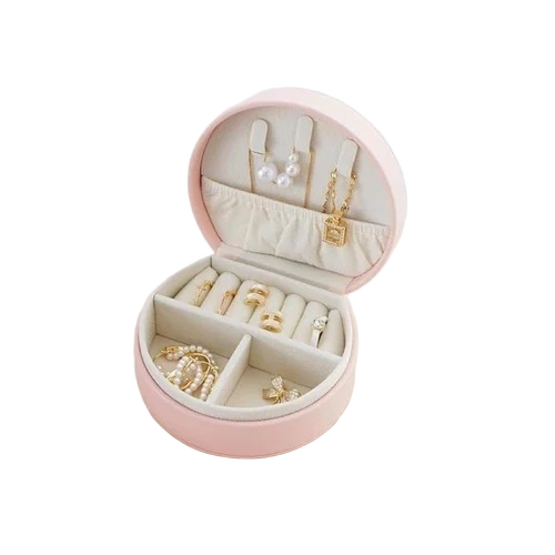 Moon Shaped Travel Jewelry Box - Durable Fine Finished, Pink Color, Solid Hardness