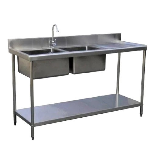 Stainless Steel Double Sink Table