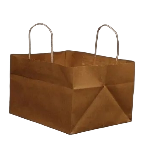 Paper Bag - Kraft Paper, 11x11x10 cm, Multicolor | Handle, 2kg Capacity, 120 GSM