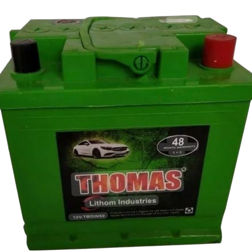 Thomas Car Battery - Plastic Case, Standard Size, 12 Volt | Dry Charged, Handles, 48 Months Warranty