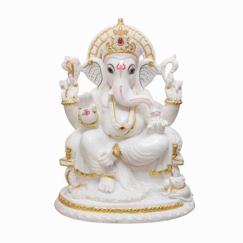 Makrana Marble Ganesh Statue - Color: White