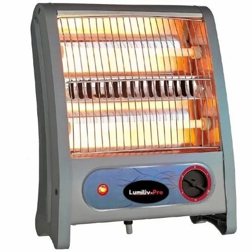 Room Heater - ABS Plastic, White & Black, 1000W Halogen, Portable, 2 Heat Settings