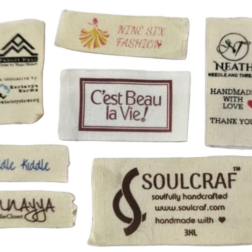 White Cotton Printed Label 