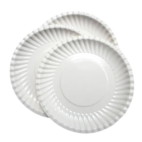 White Disposable Paper Plates - Paper 180 GSM 10 Inch, White, Plain, 25 Pieces
