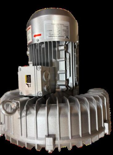 1 Hp Single Stage Side Channel Blower - Steel Grey 40-350 mÂ³/hr 200 mbar | Energy Efficient Durable Motor Thermal Protection