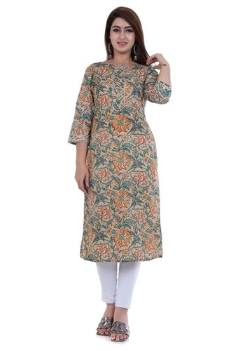 Designer Kurti - Lightweight Fabric, Multi Color, 3-4th Sleeve | Breathable, Skin Friendly, Washable, Casual Tailored Fit