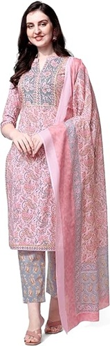 Cotton Kurtis - Customized Size, Embroidered Pattern, 3-4th Sleeve | Breathable, Washable, Hypoallergenic Fabric, Casual Elegant Style