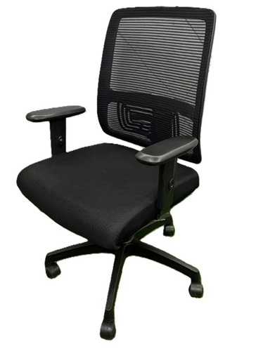 Office Chair - Plastic and Iron, Standard Size, Black | Adjustable Height, Swivel Base, Lumbar Support, Padded Seat, Armrest Support, Tilt Mechanism, Durable Frame, Smooth Rolling