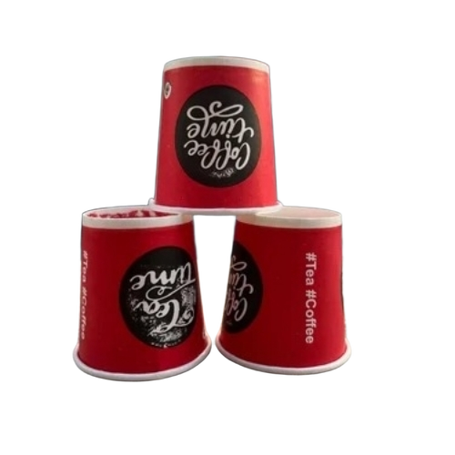 65ml Disposable Paper Tea Cups - Red Food Safe Leak Proof | Lightweight Heat Resistant Eco Friendly