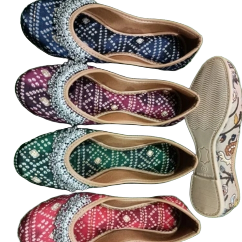 Fabric Ladies Fancy Jutti - Fabric All Sizes Navy Blue | Breathable Skin Friendly Washable Geometric Printed Pattern