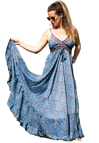 Ladies Silk Dress - Art Silk Maxi Dress, Printed, All Colors | Skin Friendly, Summer, All Sizes