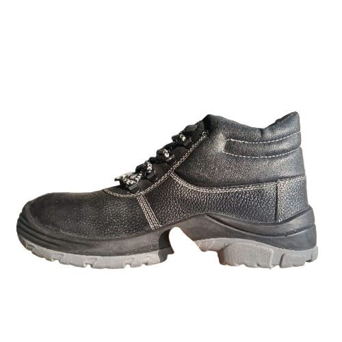 Black Rio Safety Shoes - Rubber Material, Black, Steel Toe, Slip Resistant, Shock Absorbing, Oil Resistant