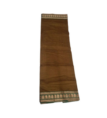 Cotton Sarees - 5.50 Meters Brown Cotton | Quick Dry Neatly Stitched Lightweight Casual Traditional Wear