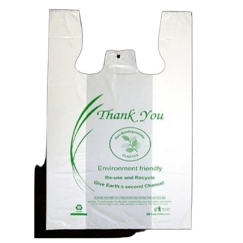 Biodegradable Plastic Bags - Plastic Standard Size White & Green Moisture Resistant | Compostable Tear Resistant Soft Feel
