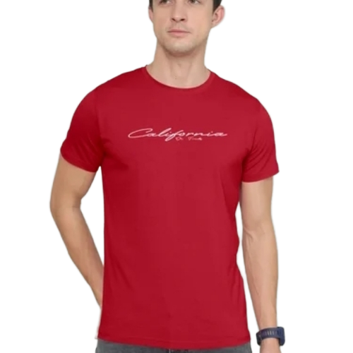 Mens T Shirt - Cotton, S to XXXL, Red | Quick Dry, Lightweight, Neatly Stitched