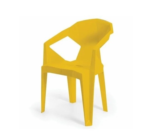 Plain Plastic Chairs - Plastic, Standard Size, Yellow, Floor Mounted, Medium Back, Fixed Armrests, High Comfort, Crack Resistant, Easy to Clean