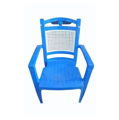 Plastic Chairs - Plastic, Standard Size, Blue | Medium Back, Fixed Arms, High Comfort, Easy to Clean