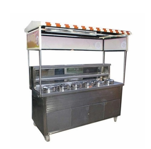 Rectangular Food Display Counter - Stainless Steel & Glass, Silver & White, Polished Finish | Easy To Install, Heavy-Duty, Corrosion & Scratch Resistant