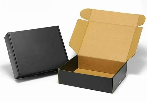 Cardboard Packing Boxes - Corrugated Board, Standard Size, Black, Tape Closure, Lightweight, Biodegradable, Recyclable, Moisture Resistant, Disposable