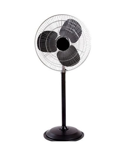 Domestic Pedestal Fan - Iron Material, Standard Size, Black & White, 145W Power, Silent Operation, Anti-Corrosion