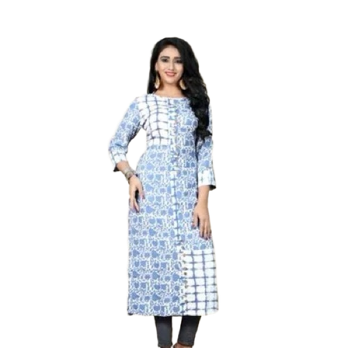 3/4th Sleeve Rayon Print Kurti