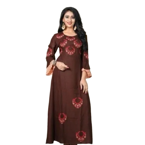 Brown Rayon Print Kurti