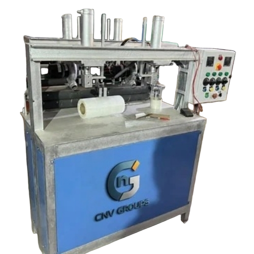 Cnv Hydraulic Double Die Paper Plate Making Machine - Heavy-Duty MS Frame, Blue Silver | Hydraulic Pressing, Double Die Operation, Energy Efficient, PLC Interface