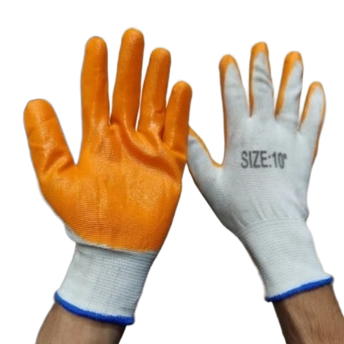 Orange Safety Gloves - Durable Material, Size 10, Orange | Slip-Resistant, Flexible Full Finger Protection