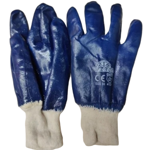 Tight Fit Blue Latex Full Nitrile Coated Gloves - Latex, Blue, Full Finger , Washable, Flexible, Durable, Chemical Resistant