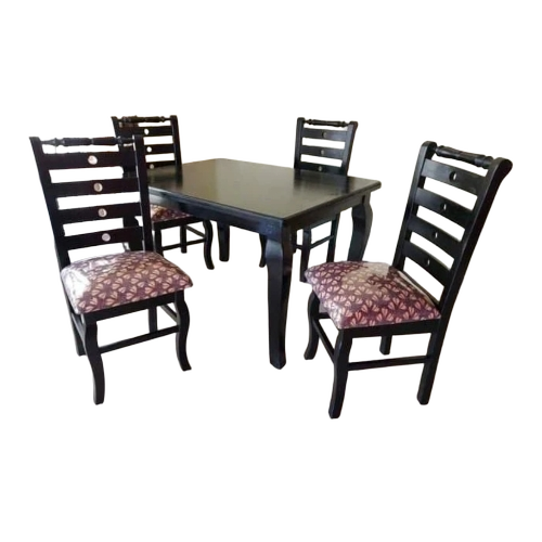 4 Seater Dining Table - Wood, Square, Black | Modern Design, Durable, Easy to Clean