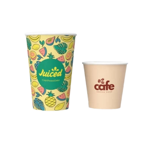 Juice and Coffee Printed Paper Cups - Food-Grade Eco-Friendly Paper, Custom Color | Leak-Resistant, Durable, Round Shape