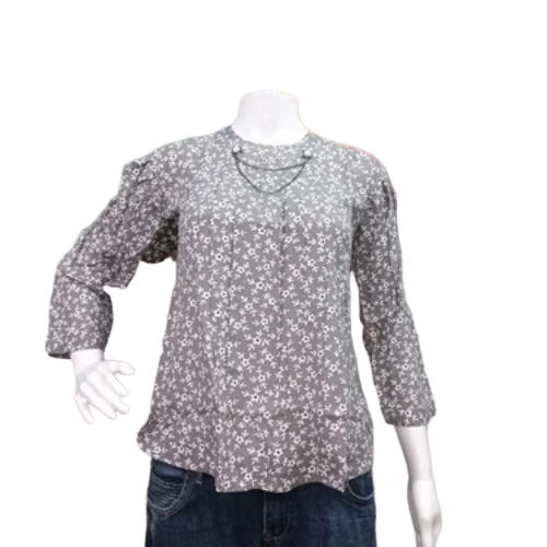 Ladies Printed Tops - Standard Size, Gray | Soft, Breathable, Skin Friendly Fabric, Trendy Printed Design