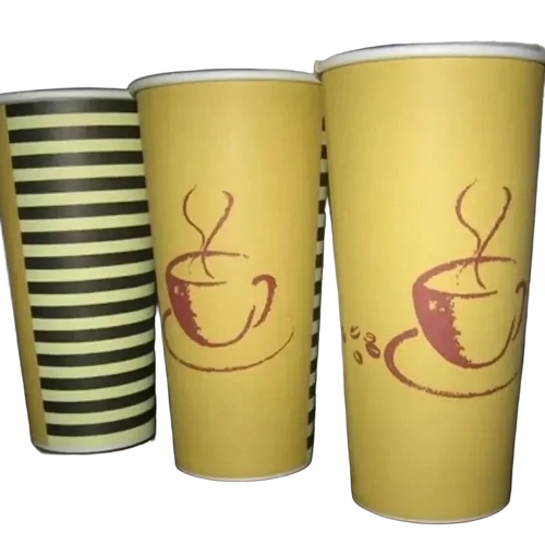 Printed PE Coated Tea and Coffee Paper Cups - Paper Standard Size Black & White Yellow Eco-Friendly Leak-Resistant