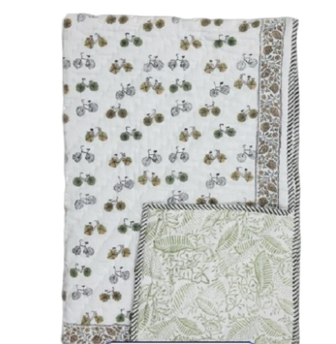 Cotton Hand Block Baby Quilt - Pattern: Printed
