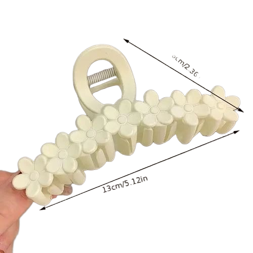 Medium Korean Hair Clutcher - Plastic, Medium, Multicolor | Personal Use, Girls, Flower Design, Packet Of 12