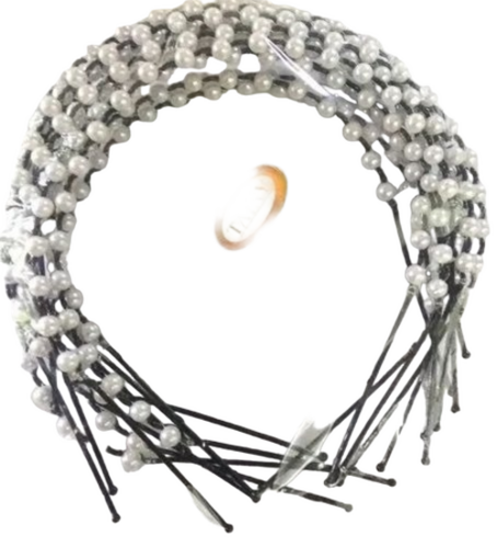 Tainy Moti Hair Band - Metal, 12 Pieces, Black | Personal Use, Party Wear for Girls