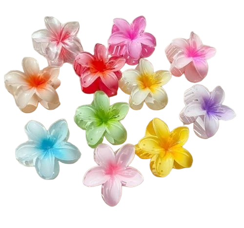 Viral Jumbo Flower Claw Clip - Plastic Medium, Multicolor, Stone/Pearl Embedded | Personal Use, Girls