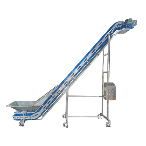 Stainless Steel Inclined Belt Conveyor  - Color: Silver